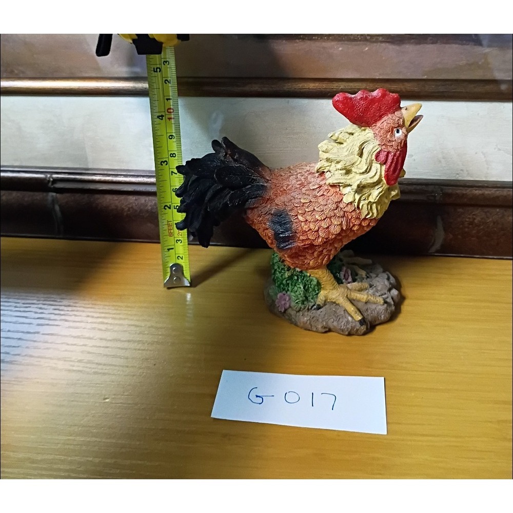 Colorful Resin Crowing Rooster Figurine Farmhouse Decor Rustic Chicken Statue - Picture 6 of 6